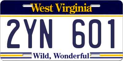 WV license plate 2YN601