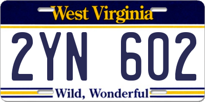WV license plate 2YN602