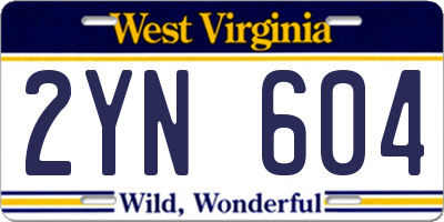 WV license plate 2YN604