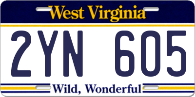 WV license plate 2YN605