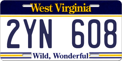 WV license plate 2YN608