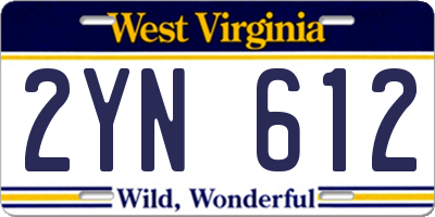 WV license plate 2YN612