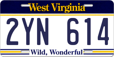 WV license plate 2YN614