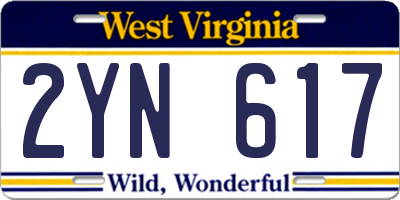 WV license plate 2YN617