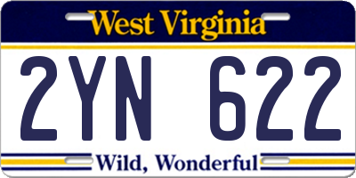 WV license plate 2YN622