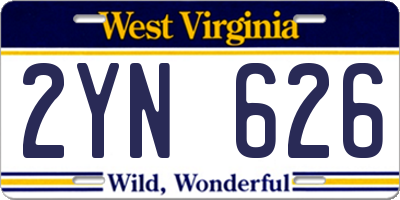WV license plate 2YN626