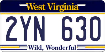 WV license plate 2YN630