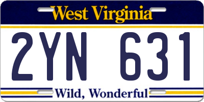 WV license plate 2YN631