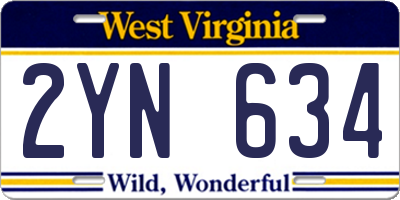 WV license plate 2YN634