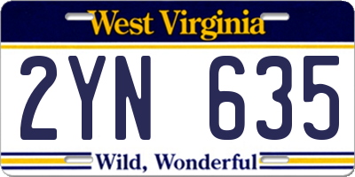WV license plate 2YN635