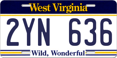 WV license plate 2YN636