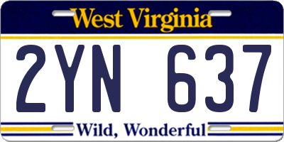 WV license plate 2YN637