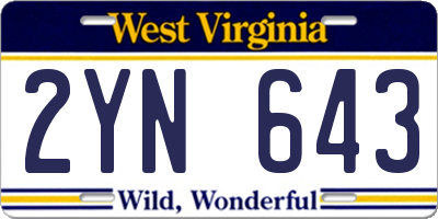 WV license plate 2YN643