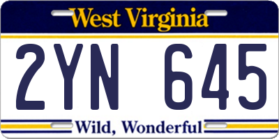 WV license plate 2YN645