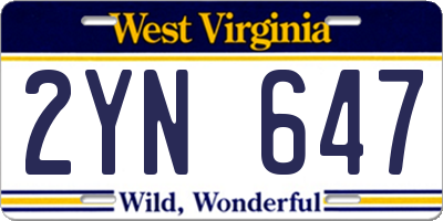 WV license plate 2YN647