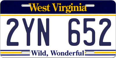 WV license plate 2YN652