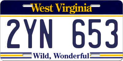 WV license plate 2YN653
