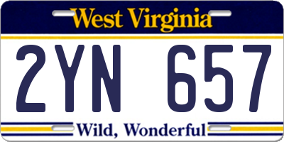 WV license plate 2YN657