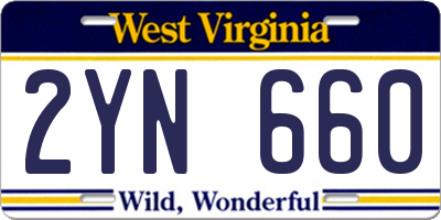 WV license plate 2YN660