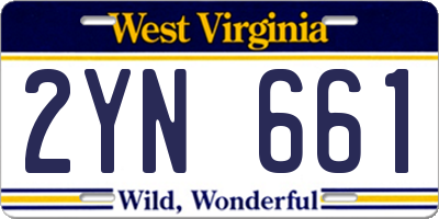 WV license plate 2YN661