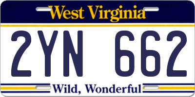 WV license plate 2YN662