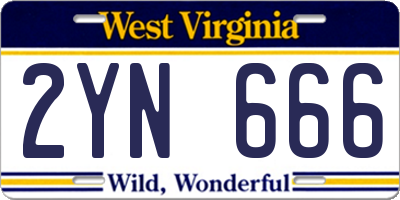 WV license plate 2YN666