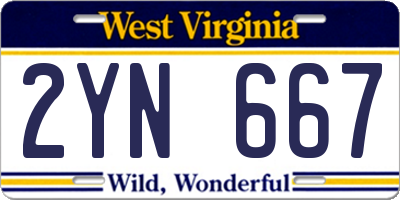 WV license plate 2YN667