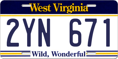 WV license plate 2YN671