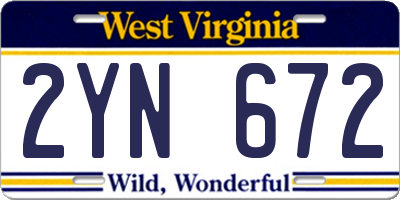 WV license plate 2YN672