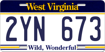 WV license plate 2YN673