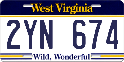 WV license plate 2YN674