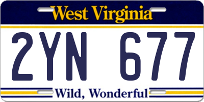 WV license plate 2YN677