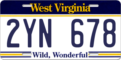 WV license plate 2YN678
