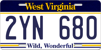 WV license plate 2YN680