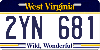 WV license plate 2YN681