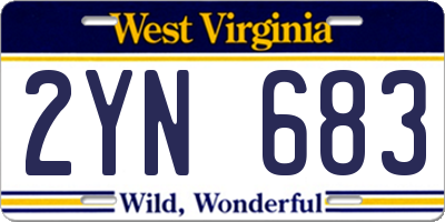 WV license plate 2YN683