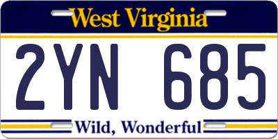 WV license plate 2YN685