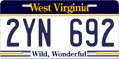 WV license plate 2YN692