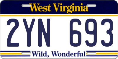 WV license plate 2YN693