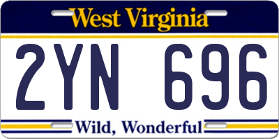 WV license plate 2YN696