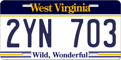 WV license plate 2YN703