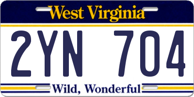 WV license plate 2YN704