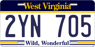 WV license plate 2YN705