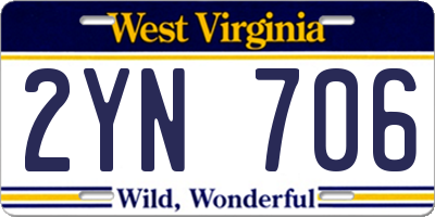 WV license plate 2YN706