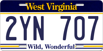 WV license plate 2YN707