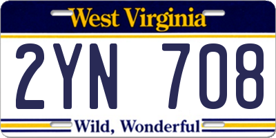 WV license plate 2YN708