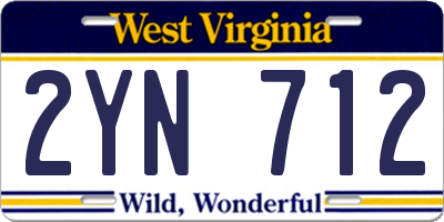 WV license plate 2YN712