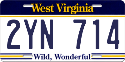 WV license plate 2YN714