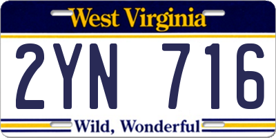 WV license plate 2YN716