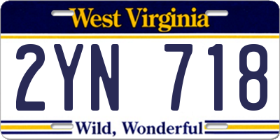 WV license plate 2YN718